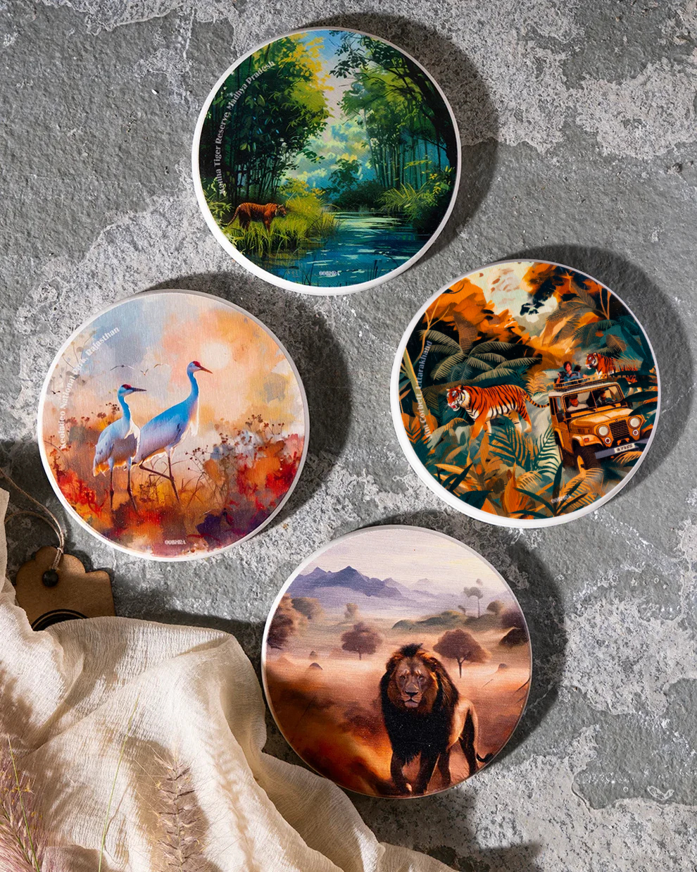 Sanctuaries of India - Set of 4 Coasters