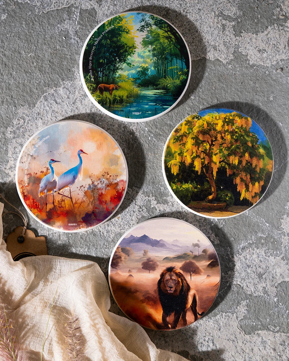Sanctuaries of India - Set of 4 Coasters