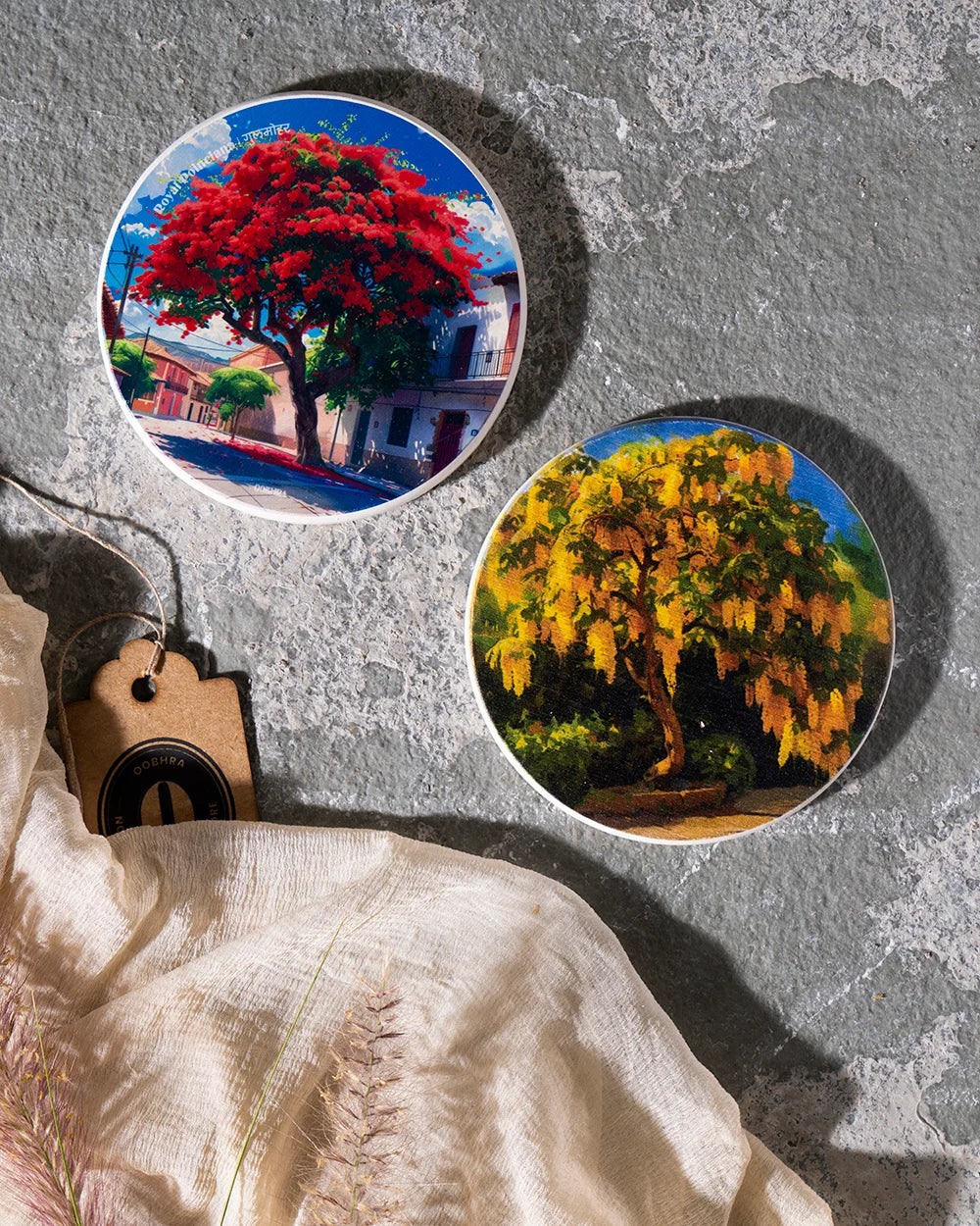 Flowering Trees of India - Set of 2 Coasters