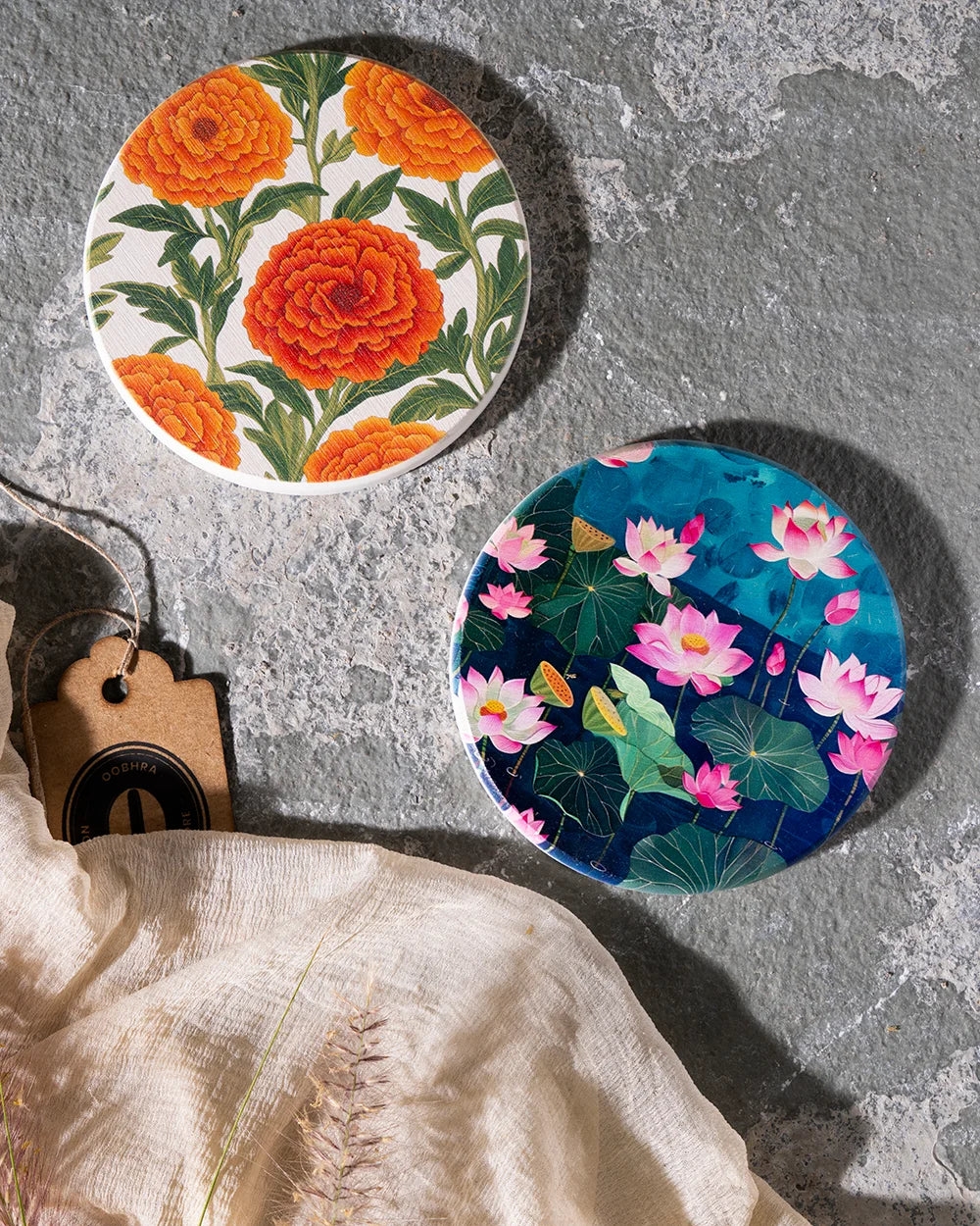 Blooms of India - Set of 2 Coasters