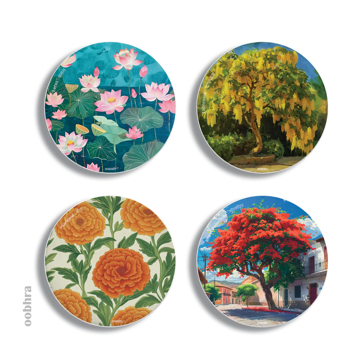 Flowers of India - Set of 4 Coasters