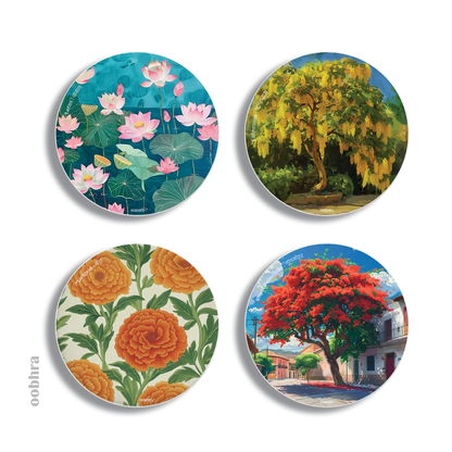 Flowers of India - Set of 4 Coasters