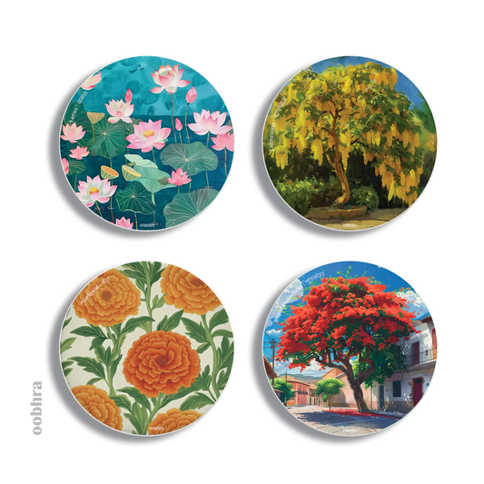 Flowers of India - Set of 4 Coasters