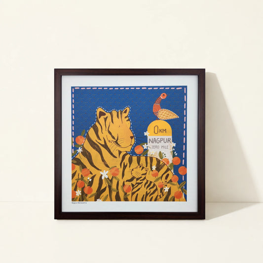 Framed canvas wall art featuring original artwork inspired by Nagpur, Maharashtra, India.